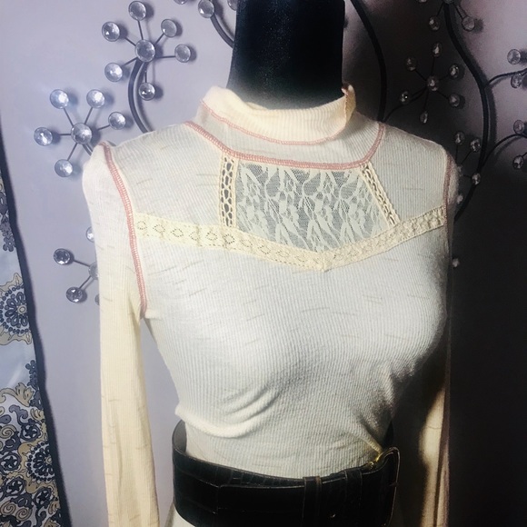 FREE PEOPLE Lace Turtleneck Long Sleeve Dress - Picture 3 of 8